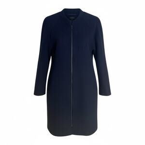 COS Womens Full Zip Jacket 100% Wool Size 4 Lined Navy Blue